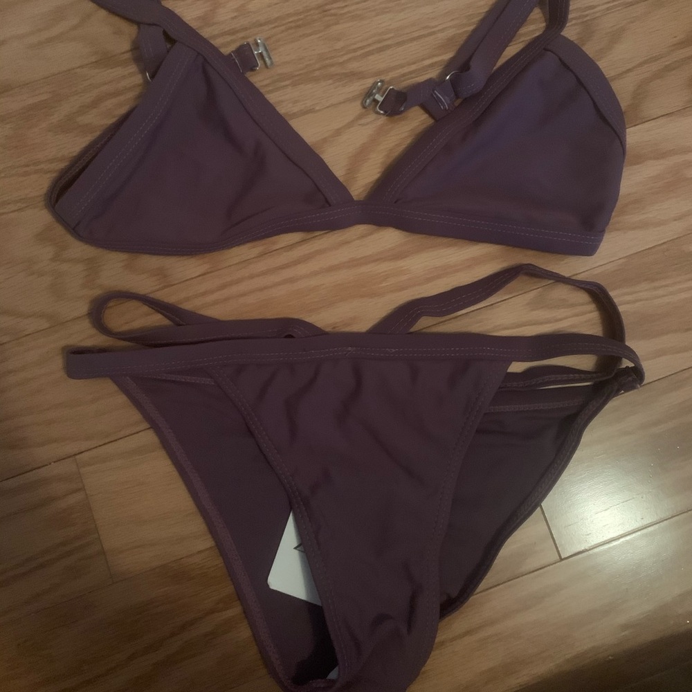 Plum Strappy Triangle Bikini